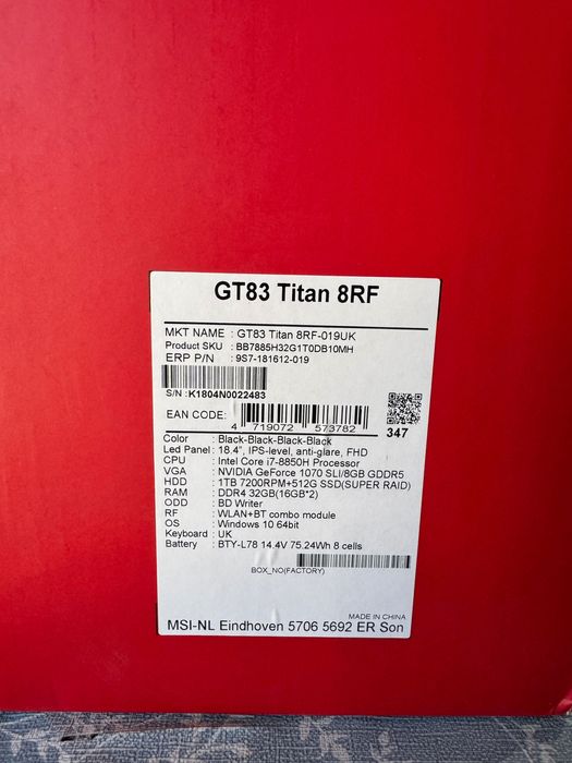 Laptop gaming MSI GT83 TITAN 8RF