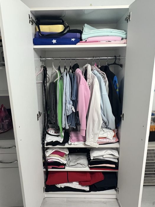 Гардероб 80/180 бял гланц