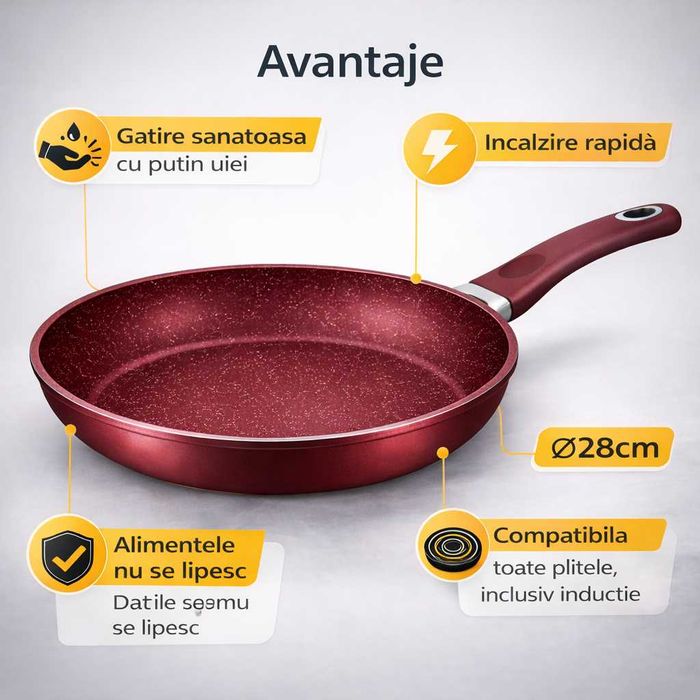 Tigaie Royalty Line Ø28 cm aluminiu forjat cu interior marmorat