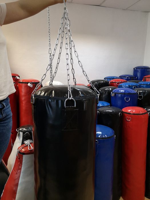 Sac de box Gladiator 150x45 cm Negru Umplut - 80 KG