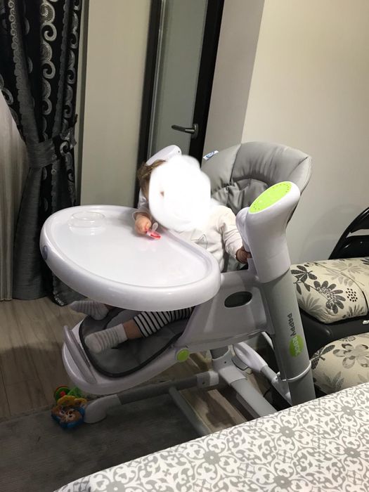 Vand Scaun de masa Caretero, PVC, 6 luni+, 15 kg, Alb/Gri