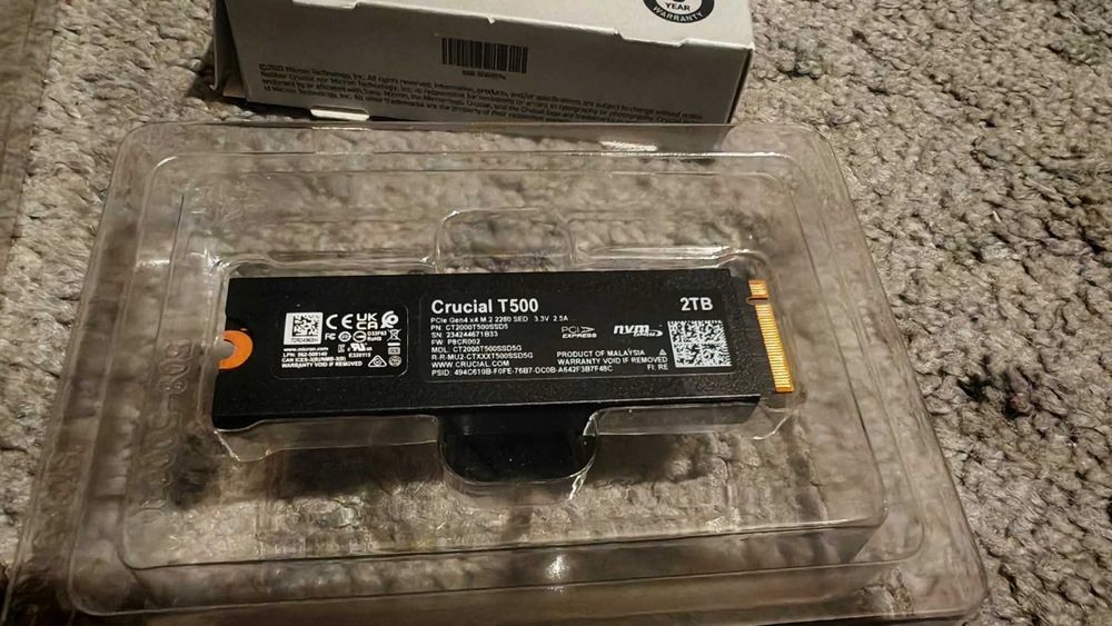 SSD Crucial T500 PRO, 2TB, M.2 2280, PCIe NVMe 4.0 с радиатор