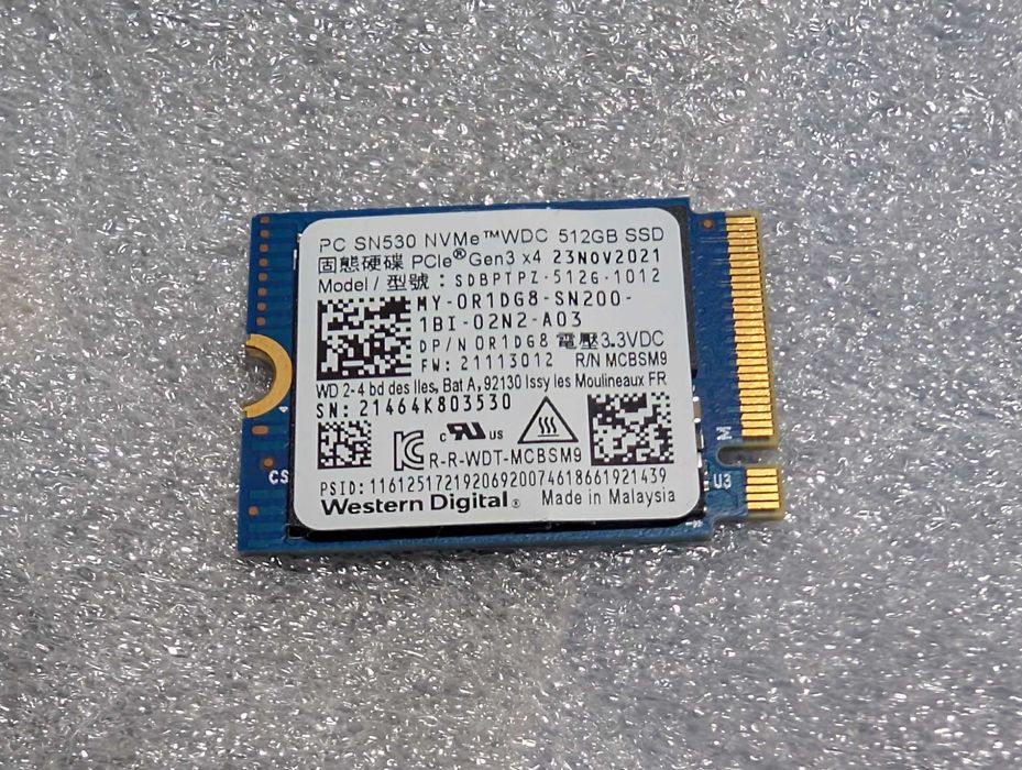 SSD 512gb WD SN530, NVMe, PCIe 3.0 x4, format 2230