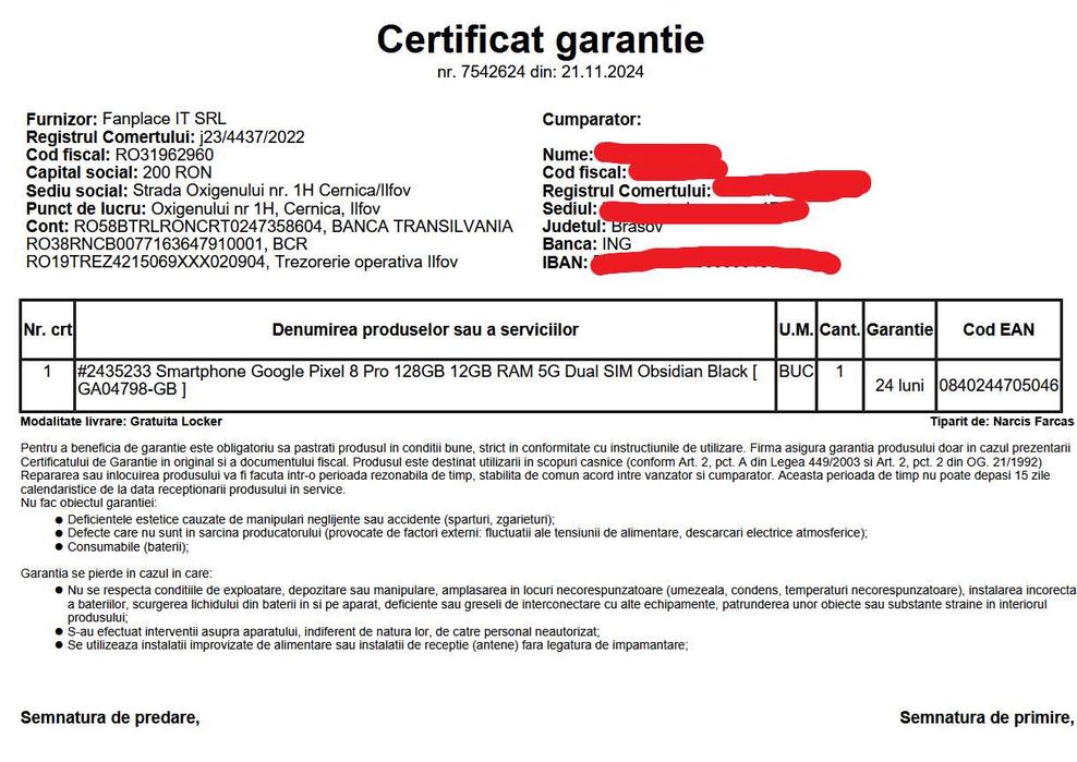 Google Pixel 8 Pro | Full Box | 128GB 12GB RAM | În Garanție