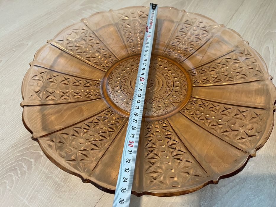 български соц стъклен сервиз за торта 7 части