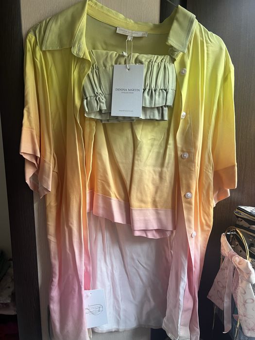 DENINA MÁRTIN комплект риза и бермуди в преливащи се цветове - L