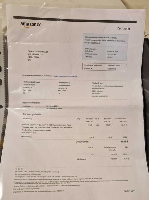 Гейминг рутер ASUS RT-AXE7800, Tri-Band, Wi-Fi 6E