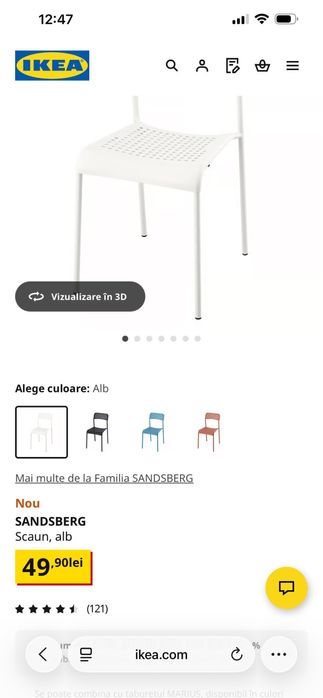 3 bucati scaun alb SANDSBERG IKEA