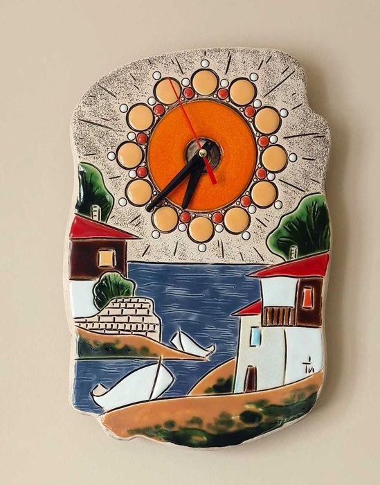 Авторски стенен часовник керамика