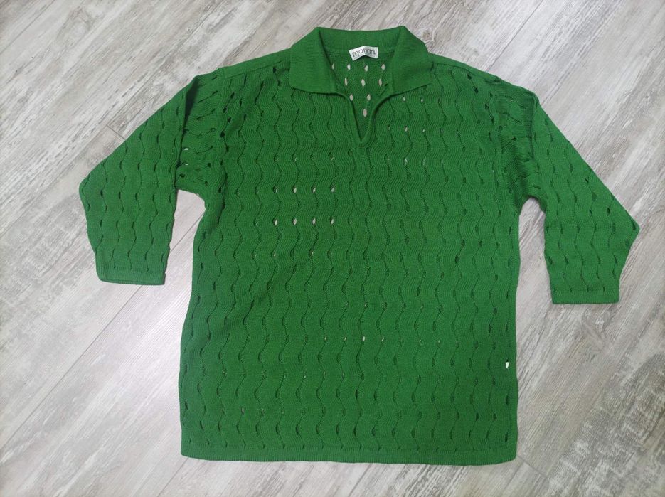 Зелен ажурен дамски пуловер