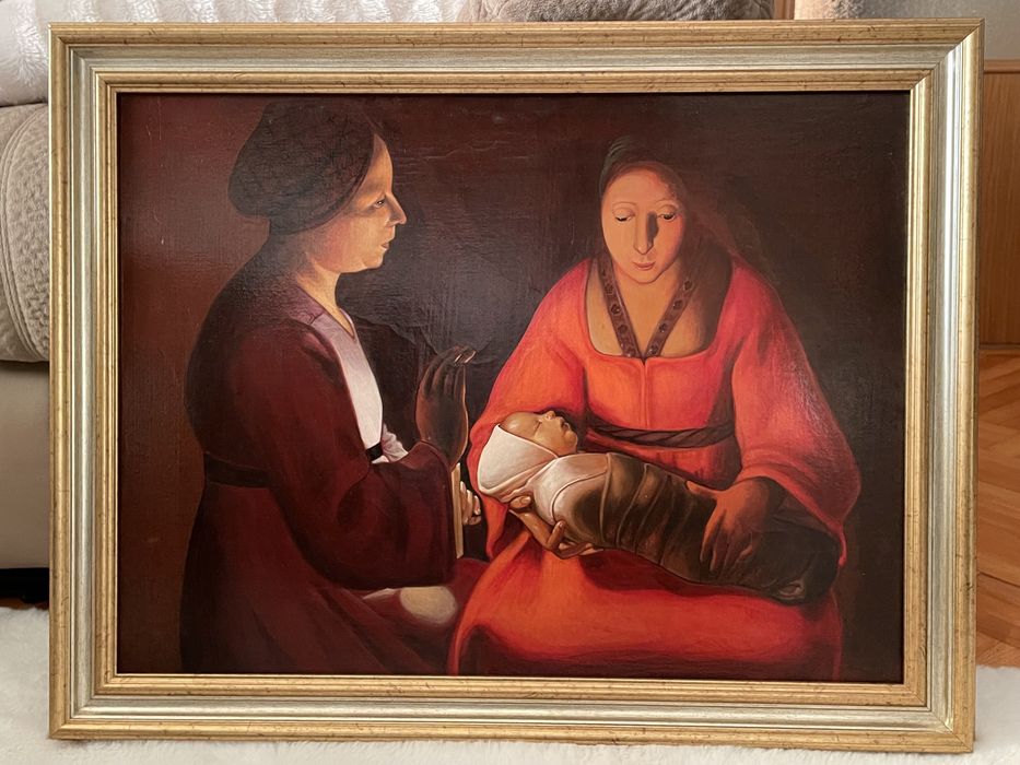 Tablou deosebit - Pictura în ulei - Fecioara cu pruncul Iisus - 58x44c