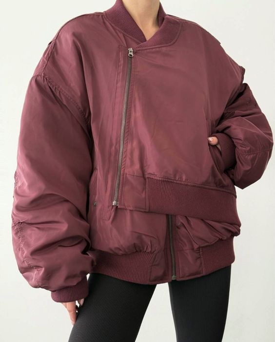 Oversize bomber яке в цвят бордо