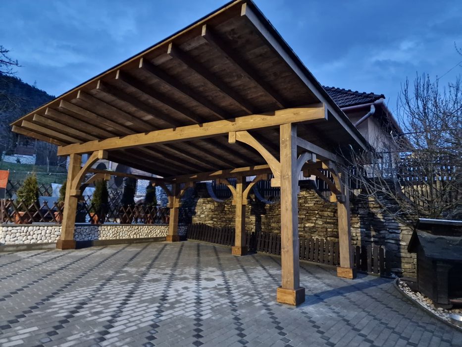 Pergole-Foisor- Terasa-Carport auto  poduri lemn  fier  piatra.