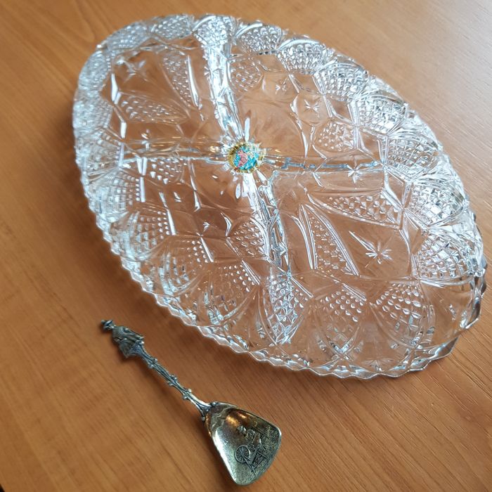 Vas cristal cu suport argintat