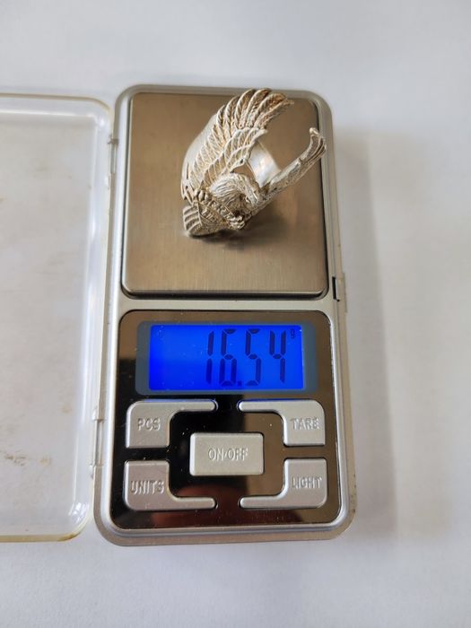 Стар Сребърен пръстен с орел Anerican biker 925