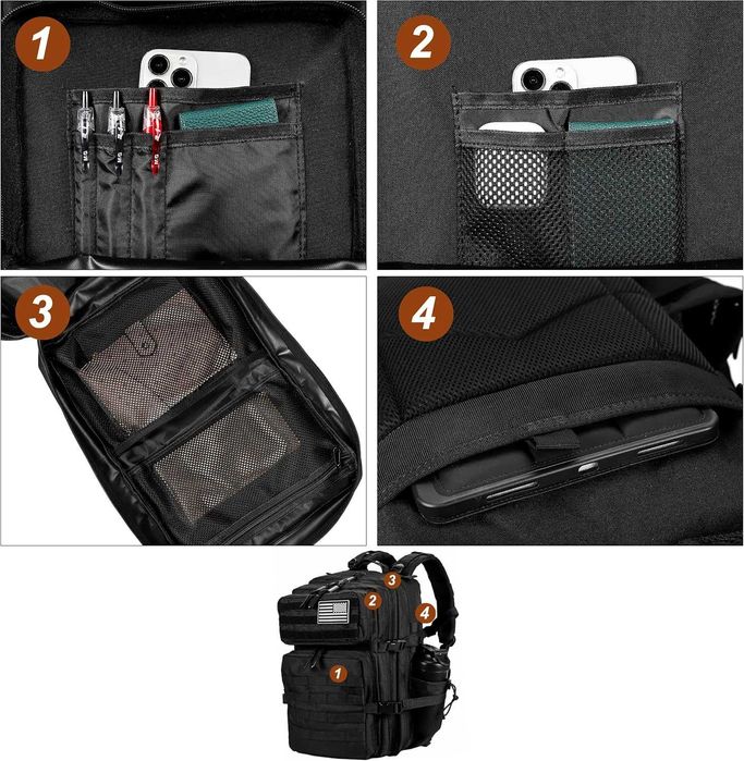 45L Военна Тактическа Раница MOLLE Система + Нашивка и Карабинер