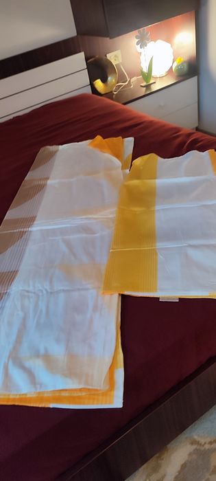 Lenjerie de pat din bumbac satinat 100%, imprimeu geometric, nou