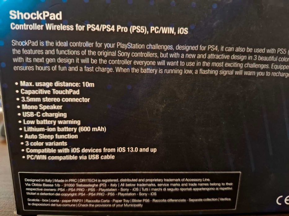 DR1TECH Безжичен Геймпад за Компютър / PS4 / PS5 / iOS Бял