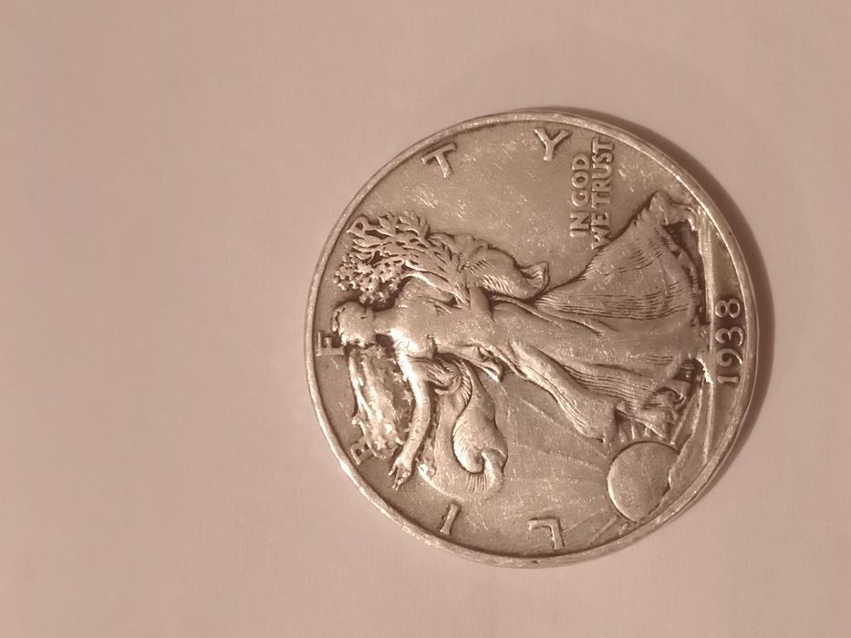 Monedă Argint 1/2 Dolar 1938 SUA "Walking Liberty"