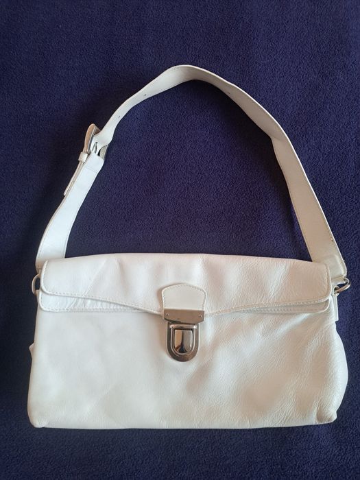 Чанта бяла естествена кожа Vittoria Mango, Italia