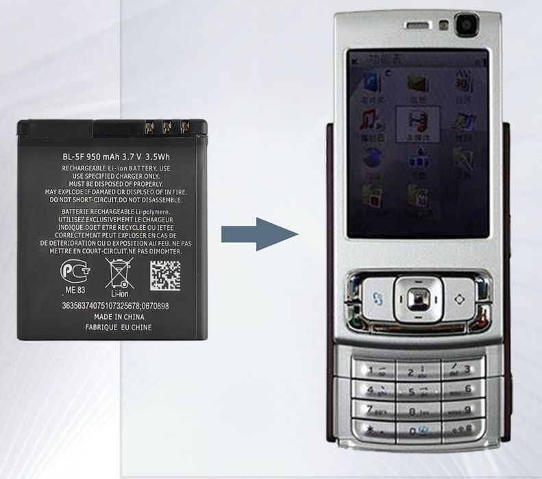Батерия BL-5F BL5F Nokia E65 N93I N72 N93 N95 N98 N99 6290 6210 X5 6710N