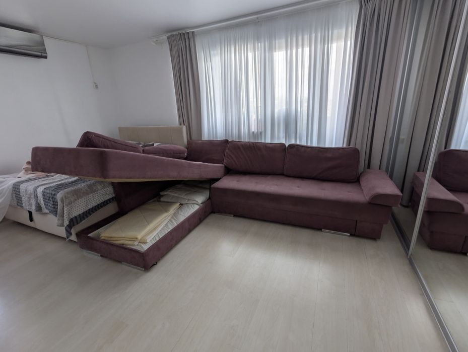 Canapea  colțar extensibilă TANDEM, 290 x 215 cm cu ladă de depozitare