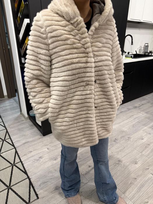 Palton imitatie blana 34-36 Crem