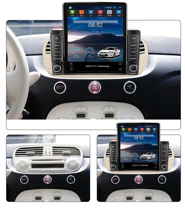 Navigatie Fiat 500 din 2007 - 2015 Ecran TESLA 9.7 inch 4GB RAM
