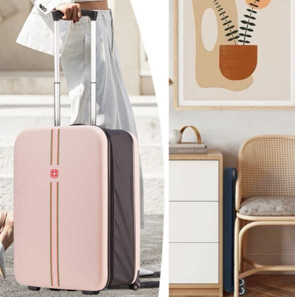 TROLER pliabil mare carcasa dura 2 roti 1 lacat maner telescopic ROZ