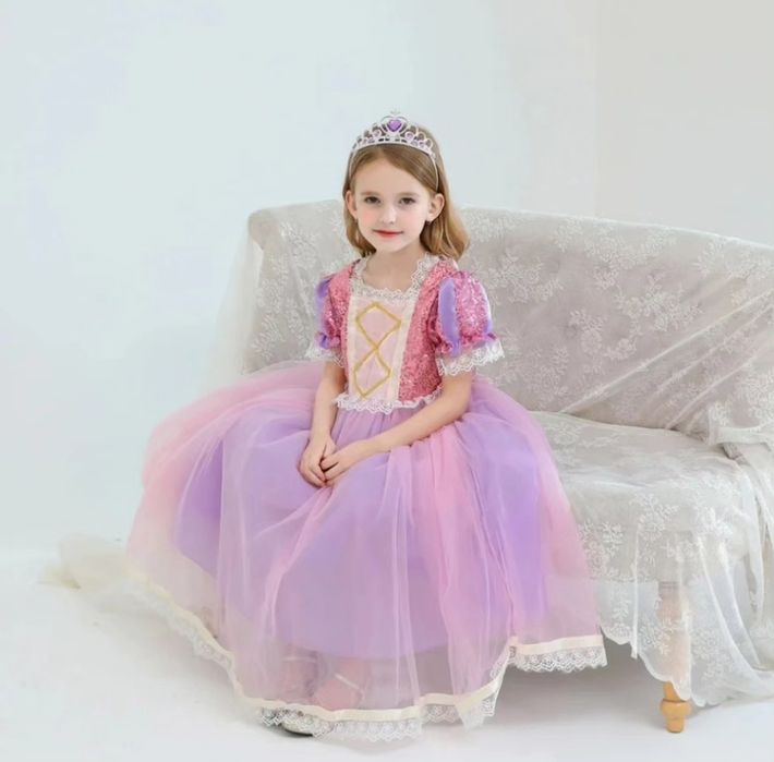 Праздничное платье для девочки принцессы Рапунцель на 5, 6, 7 лет