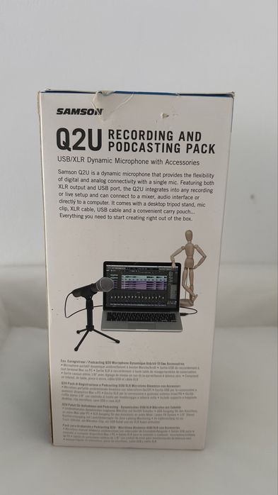 Pachet de inregistrare si podcasting Samson Q2U, Microfon dinamic USB/XLR cu accesorii