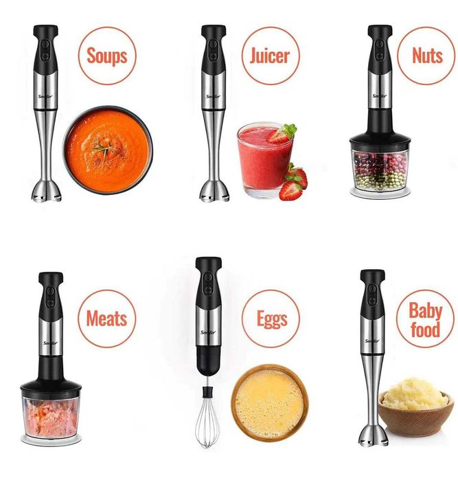 Погружной блендер, миксер Sonifer SF-8013, 4в1 чоппер, 600W bl13