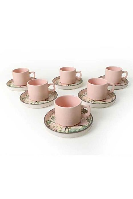 Keramika Комплект за чай Pink Woods, 12 части, за 6 души