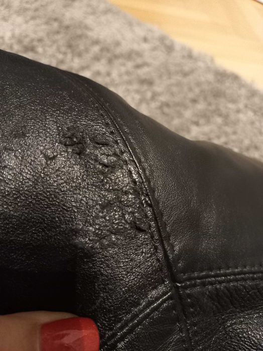 Palton din piele naturala cu blana interior, marime XXL