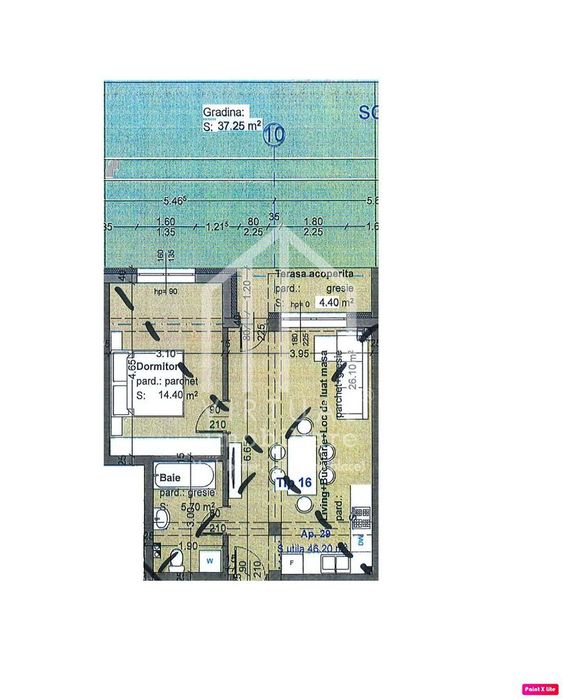 Apartament 2 camere - 46,20 mp, gradina de 37 mp - La gri