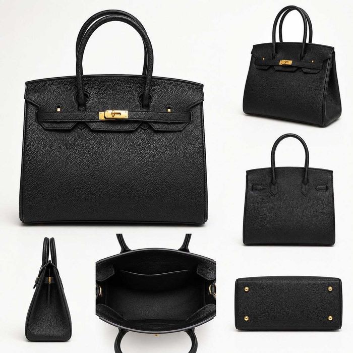 Чёрная сумка в стиле Birkin