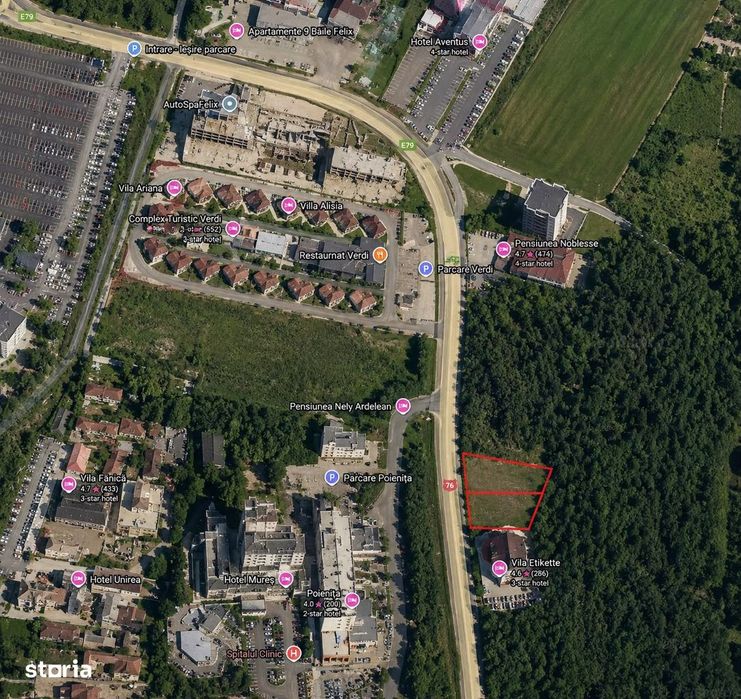 Teren de vânzare, Băile Felix, PUZ aprobat pentru pensiune, la DN76