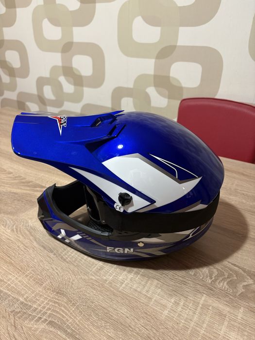 Casca Moto Full-Face FGN Albastra, Marimea L, Certificata DOT (Ochelari inclusi)