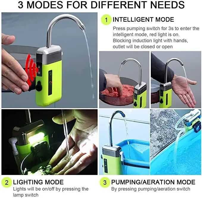 Помпа за Жива Стръв или Чешма с Зарядна батерия 3 В 1