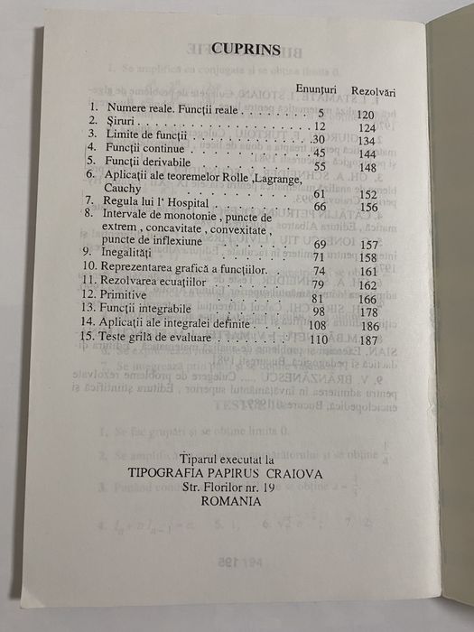 Schneider- Culegere de probleme de analiză matematică cls. 11-12.