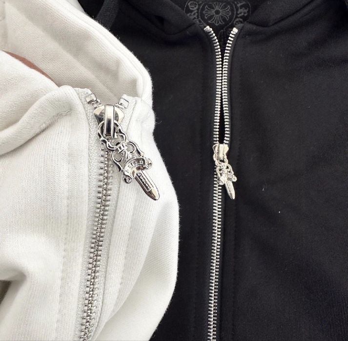 Зип Худи Chrome Hearts белый с принтом