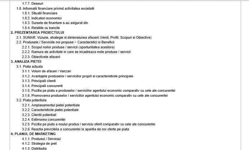 Model Plan de afaceri editabil .docx pentru uz antreprenorial/business