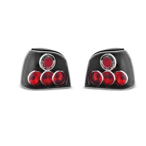 Set stopuri spate lampa Volkswagen Golf 3 (Hatchback +Cabrio) 08.1991-04.1999 partea Dreapta + Stanga, Tuning negru/transparent, cu suport becuri