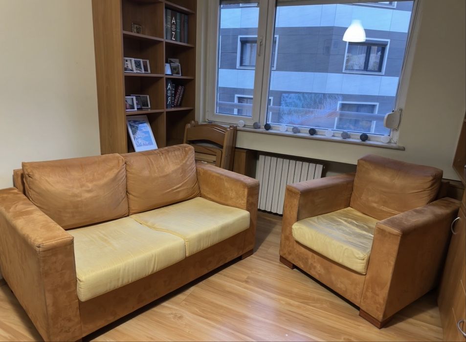 Комплект разтегателен диван с фотьойл