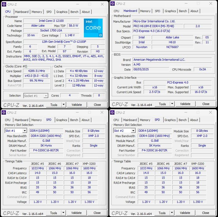KIT PC FOLOSIT MSI PRO H610M G.Skill Trident Z RGB DDR4 16GB i3 12100F