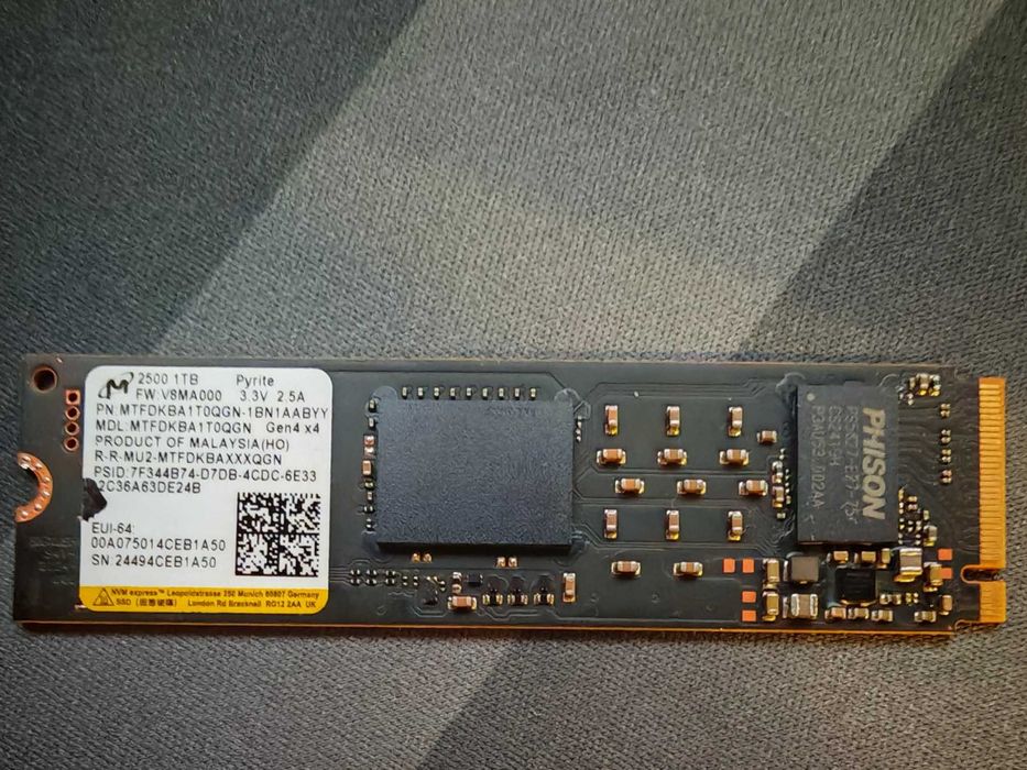 Micron 2500 M.2 2280  PCIe Gen4 x4 1TB M.2 PCIe NVMe Диск