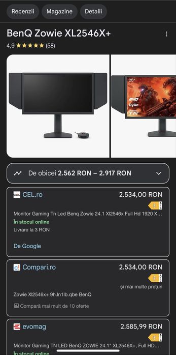 Monitor Benq Zowie XL2546X 24,5” 240hz