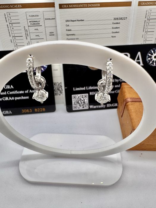 Сребърни обеци с мойсанит (Диамант) 0.5 карата