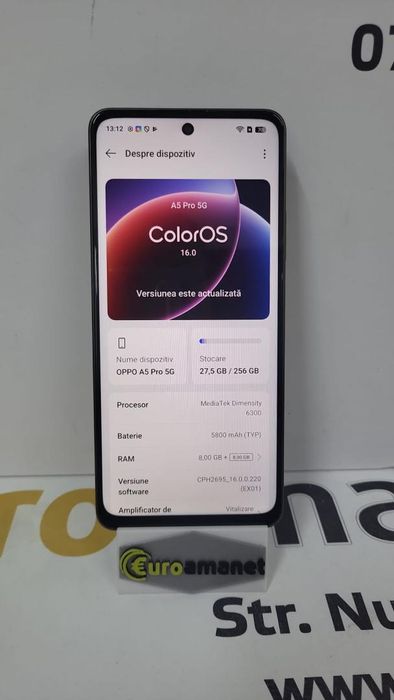 Telefon mobil OPPO A5 Pro, Dual SIM, 8GB RAM, 256GB, 5G, Maro -N-