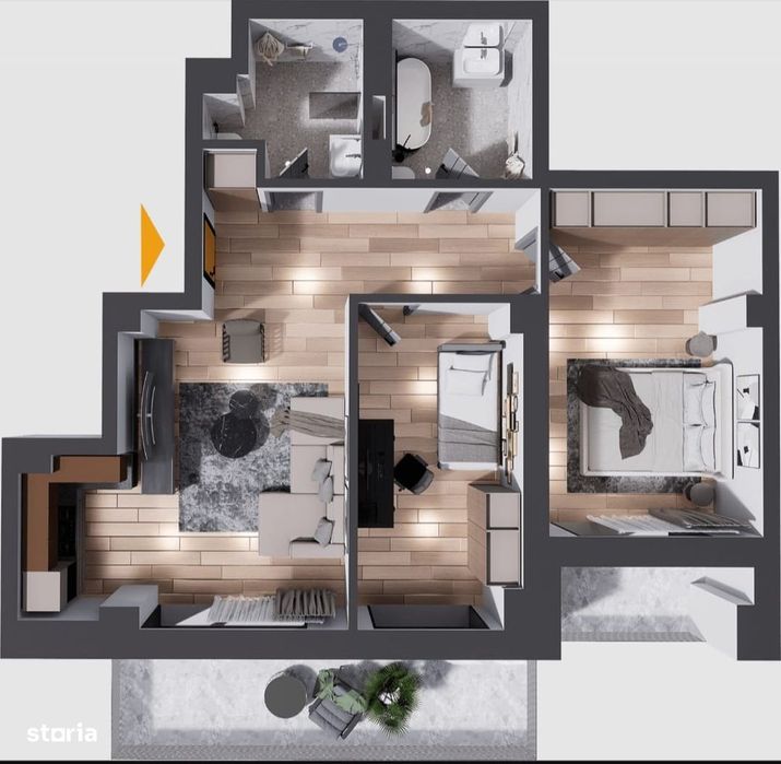 DIRECT DEZVOLTATOR- Apartament 3 camere etaj 2- 2 bai